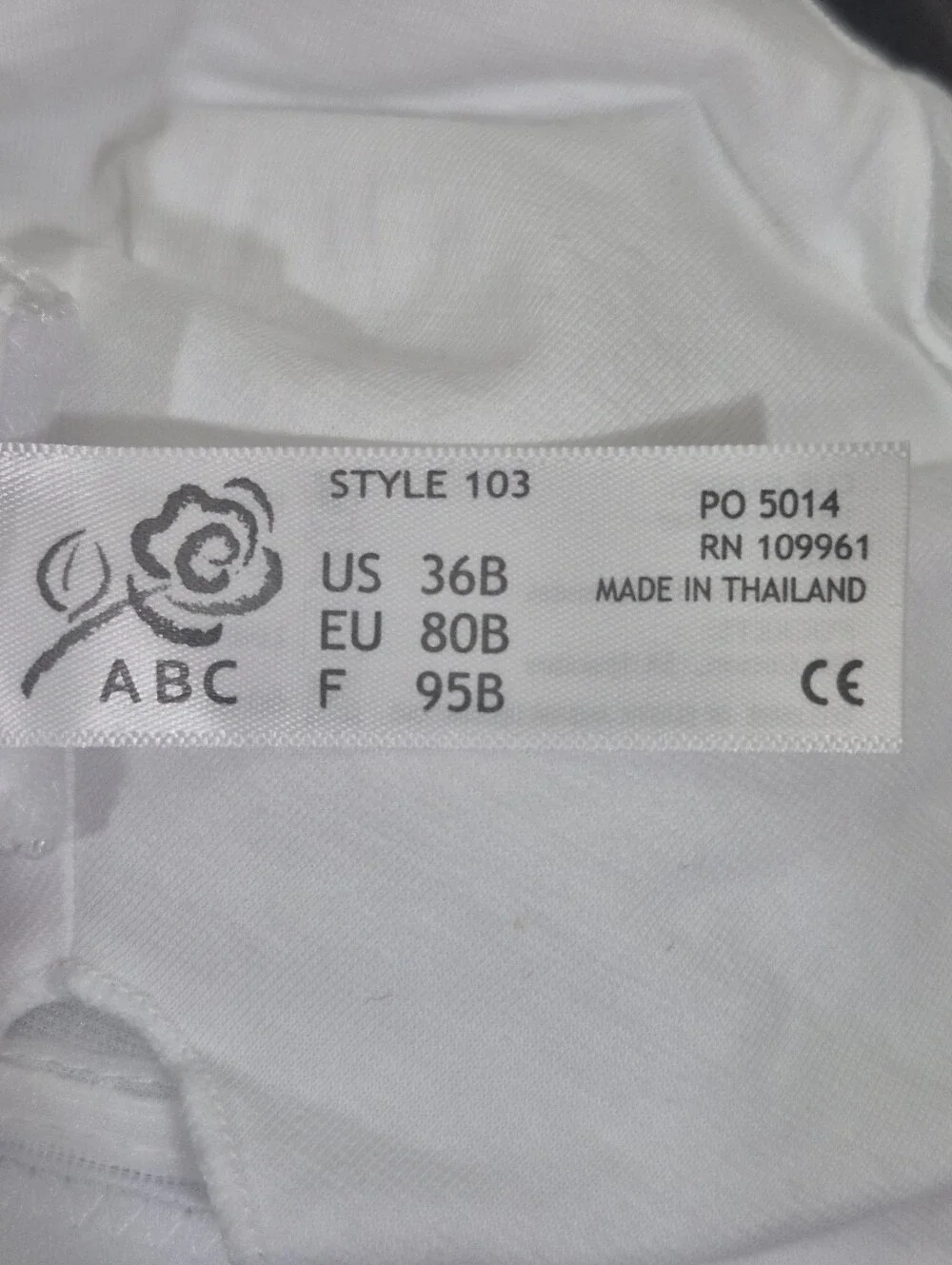 36B ABC Style 103 Jacquard Wire‎ Free Mastectomy Bra White